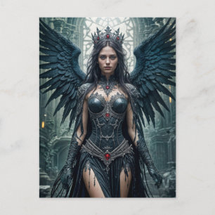 Gothic Black Angel in Ancient Hall Postkarte