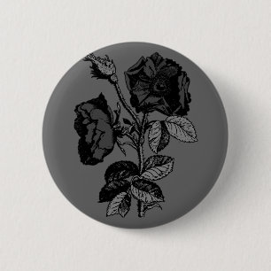 Gothic Black Antique Rose Button