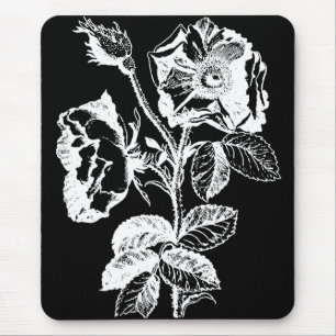 Gothic Black Antique Rose Mousepad