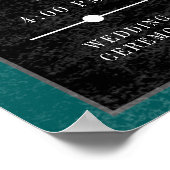 Gothic Black & Aquamarin Order of Events Wedding Poster (Ecke)