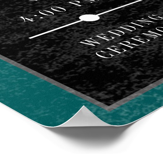 Gothic Black & Aquamarin Order of Events Wedding Poster (Ecke)