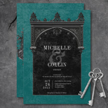 Gothic Black Arch & Black Rose Aquamarine Hochzeit