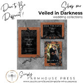 Gothic Black Arch & Black Rose Rust QR Code All In One Einladung