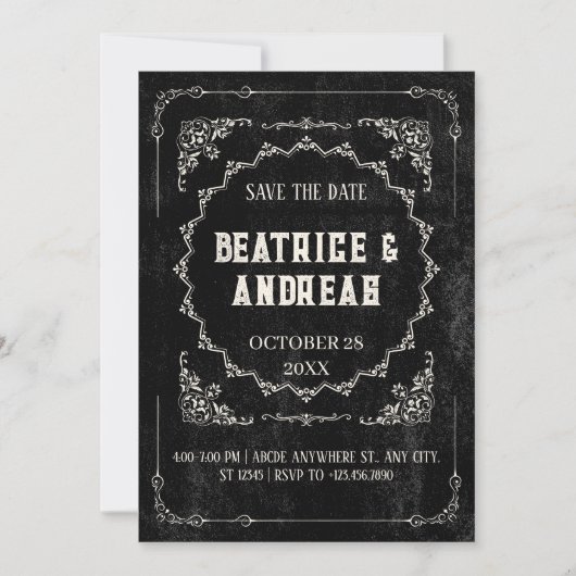 Gothic Black Barock Save The Date (Vorderseite)