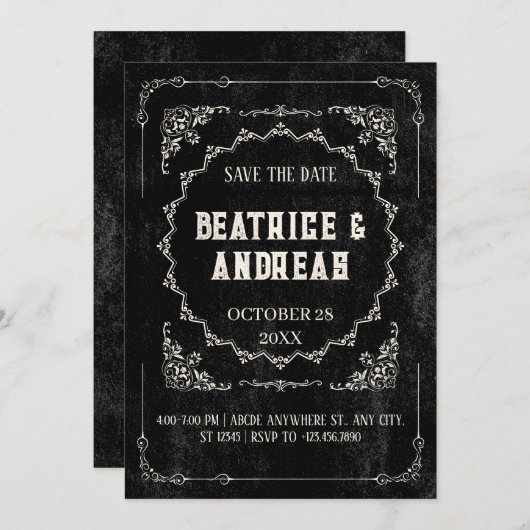 Gothic Black Baroque Save The Date (Vorne/Hinten)