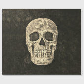 Gothic Black Beige menschliche Skull Textur Geschenkpapier (Flach)