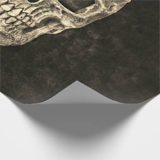 Gothic Black Beige menschliche Skull Textur Geschenkpapier (Ecke)
