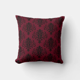 Gothic Black & Berry Damask Muster Kissen
