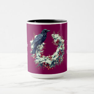 Gothic Black Bird Christmas Wreath Tasse