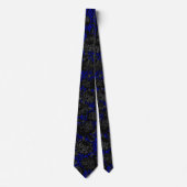 Gothic Black & Blue Damask Floral Wedding Neck Tie Krawatte (Vorderseite)