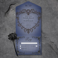 Gothic Black & Blue Filigree Herz Kein Abendessen
