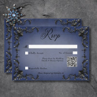 Gothic Black & Blue Filigree Herz QR Code