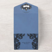 Gothic Black & Blue Halloween Filigree Kein Abende All In One Einladung (Außenbereich)
