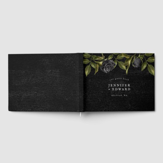 Gothic Black Blume Wedding Gästebuch (Voll)