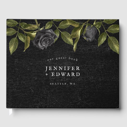 Gothic Black Blume Wedding Gästebuch (Vorderseite)