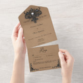 Gothic Black & Brown Halloween Filigree Kein Abend All In One Einladung (Abreißen)