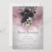 Gothic Black & Burgund Blumenbridal Mittagessen Einladung (Vorderseite)