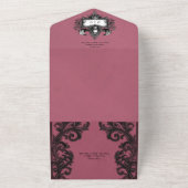 Gothic Black & Burgund Halloween Filigree QR Code All In One Einladung (Außenbereich)