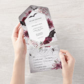 Gothic Black & Burgund Halloween Hexagon Dinner All In One Einladung (Abreißen)