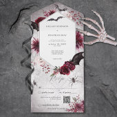 Gothic Black & Burgund Halloween Hexagon QR Code All In One Einladung