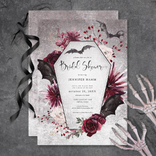 Gothic Black & Burgund Spooky Brautparty Einladung