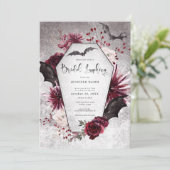 Gothic Black & Burgund Spooky Bridal Luncheon Einladung (Stehend Vorderseite)