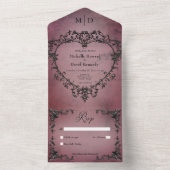 Gothic Black & Burgundy Filigree Herzlich Willkomm All In One Einladung (Innen Boden)