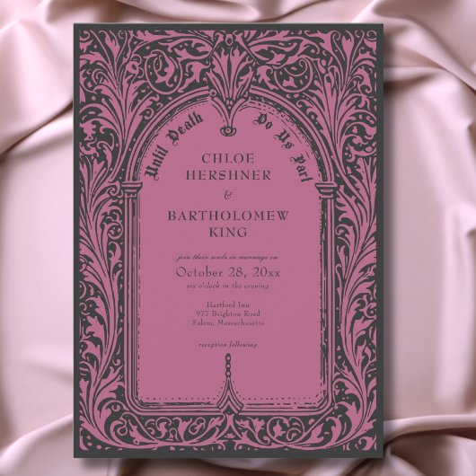 Gothic Black Burgundy Mittelalter bis zum Tode Hoc Einladung