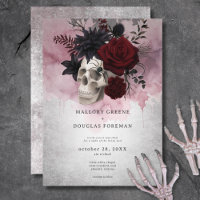 Gothic Black & Burgundy Skull & Spider Wedding