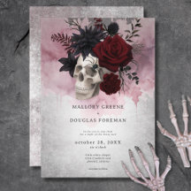 Gothic Black & Burgundy Skull & Spider Wedding