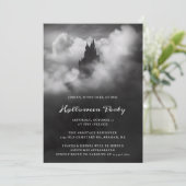 Gothic Black Castle Spooky Halloween-Party Einladung (Stehend Vorderseite)