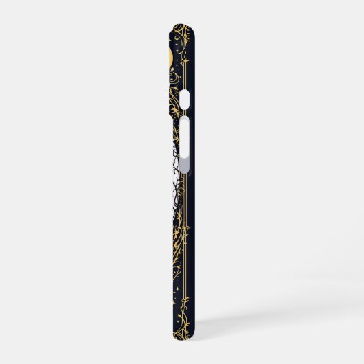 Gothic Black Cat and Candle Moonlit Frame iPhone 16 Hülle (Linke Seite)