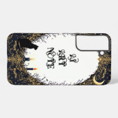 Gothic Black Cat and Candle Moonlit Frame Samsung Galaxy Hülle (Rückseite (Horizontal))