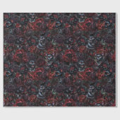 Gothic Black Cat & Dark Flowers Muster  Geschenkpapier (Flach)