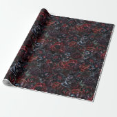Gothic Black Cat & Dark Flowers Muster  Geschenkpapier (Ungerollt)
