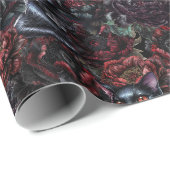 Gothic Black Cat & Dark Flowers Muster  Geschenkpapier (Rolleneckpunkt)