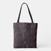 Gothic Black Cat & Dark Flowers Muster Monogramm Tasche (Rückseite)