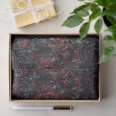 Gothic Black Cat & Dark Flowers Muster  Seidenpapier (Geschenk)