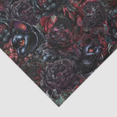Gothic Black Cat & Dark Flowers Muster  Seidenpapier (Ausschnitt)
