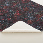 Gothic Black Cat & Dark Flowers Muster Sherpadecke (3/4)
