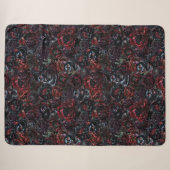 Gothic Black Cat & Dark Flowers Muster Sherpadecke (Vorderseite (Horizontal))