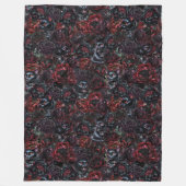 Gothic Black Cat & Dark Flowers Pattern  Fleecedecke (Vorderseite)