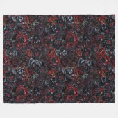 Gothic Black Cat & Dark Flowers Pattern  Fleecedecke (Vorderseite (Horizontal))