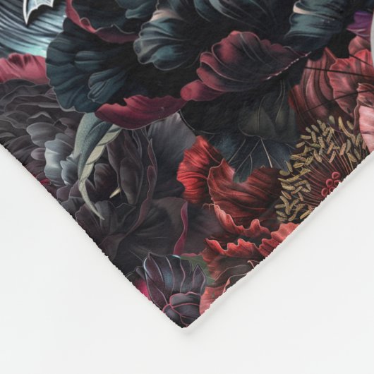 Gothic Black Cat & Dark Flowers Pattern  Fleecedecke (Ecke)