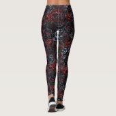 Gothic Black Cat & Dark Flowers Pattern Leggings (Rückseite)