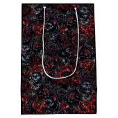 Gothic Black Cat & Dark Flowers Pattern  Mittlere Geschenktüte (Rückseite)