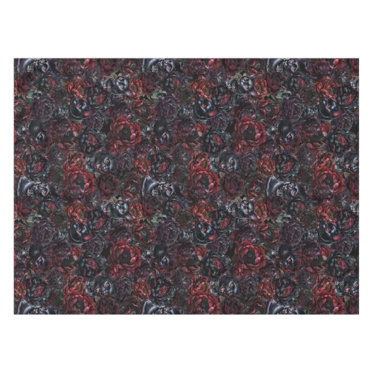Gothic Black Cat & Dark Flowers Pattern  Tischdecke (Vorderseite (Horizontal))