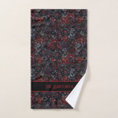 Gothic Black Cat & Dark Flowers Personalisiert Badhandtuch Set (Handtuch)
