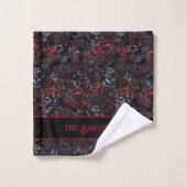 Gothic Black Cat & Dark Flowers Personalisiert Badhandtuch Set (Waschlappen)