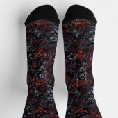 Gothic Black Cat & Dunkle Blumen Muster Socken (Oben)